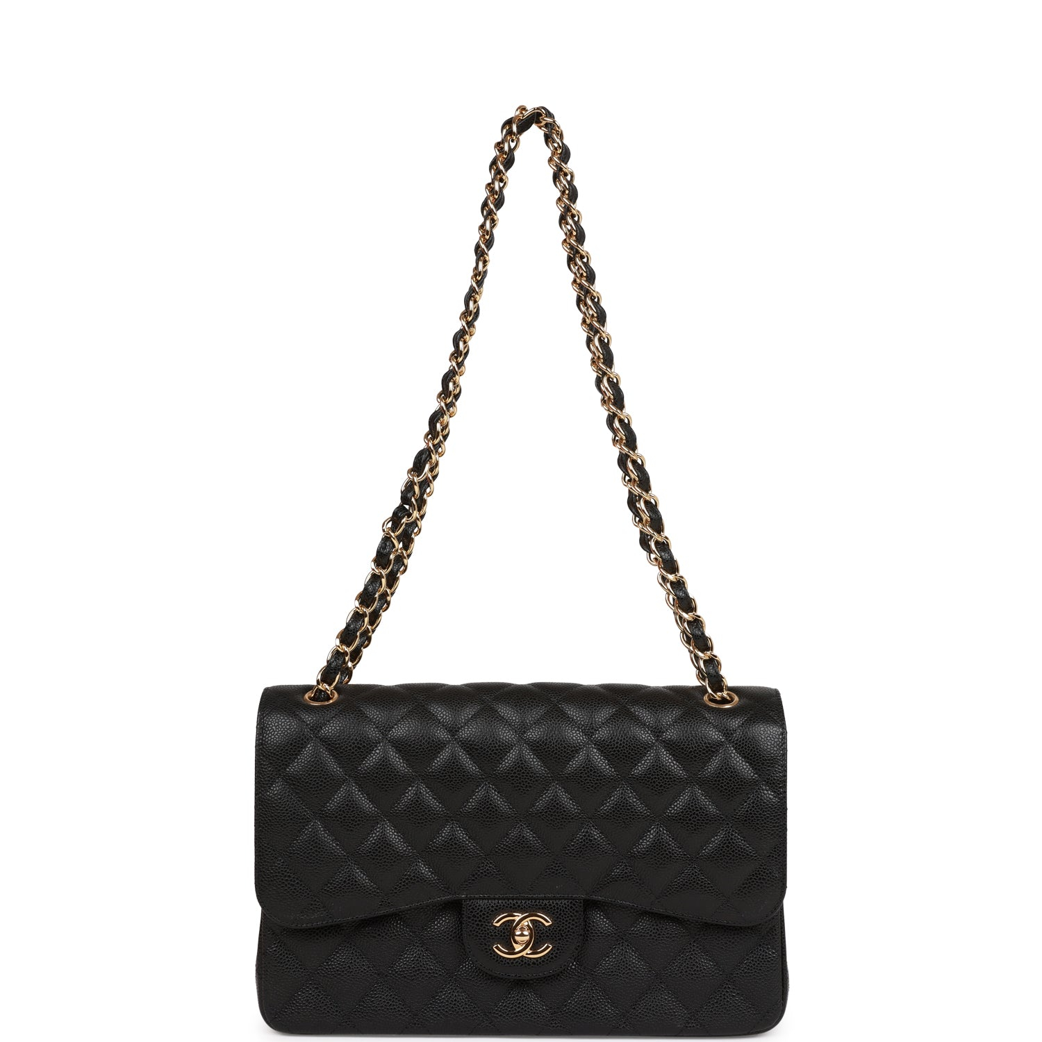 CHANEL Caviar Quilted Jumbo Double Flap Black 30CM Shoulder Bag(Replica)