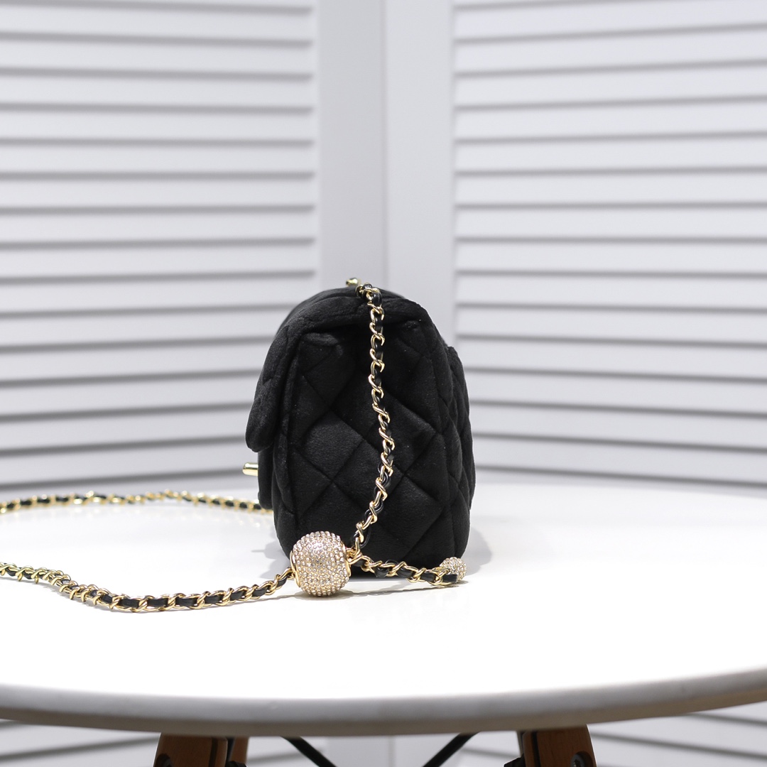 Chanel 1786 Velvet Rhinestones Shoulder Bag Handbag