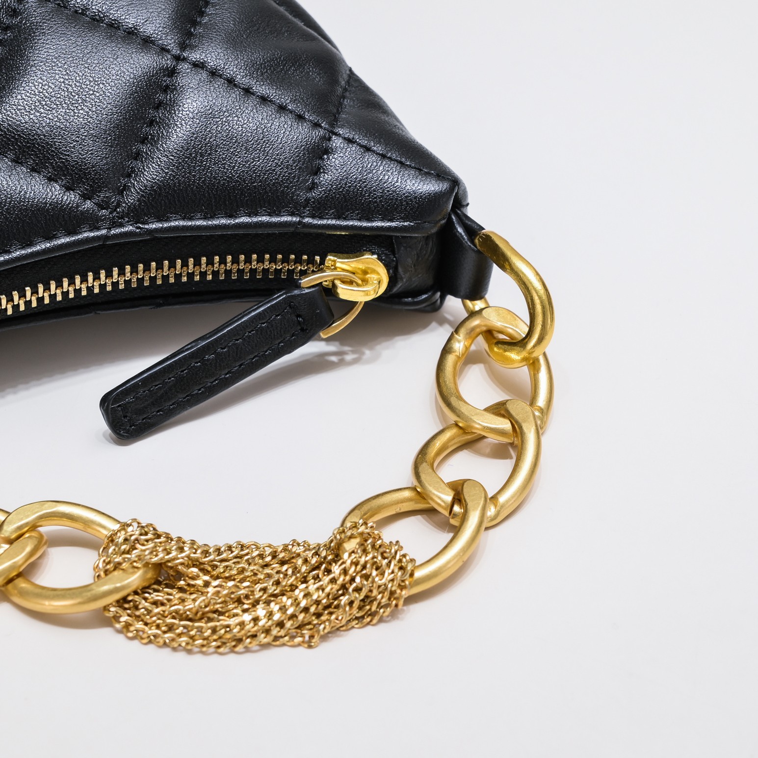 Chanel 23A Fringed Gold Chain Hobo Underarm Shoulder Bag Handbag