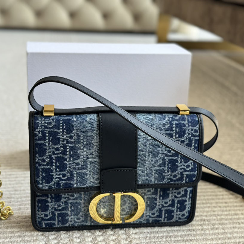 DIOR Denim Oblique 30 Montaigne Flap Bag (Replica)