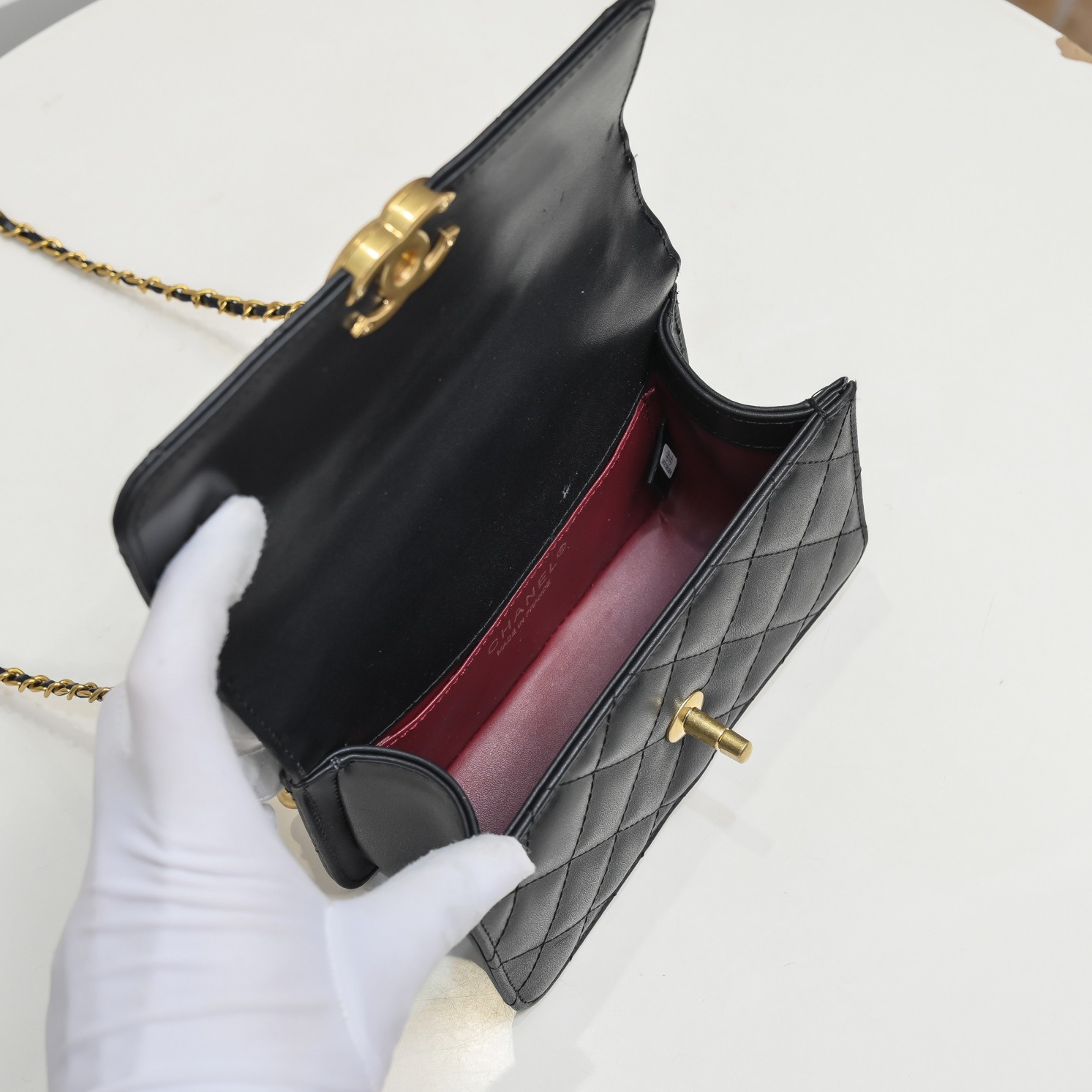 Chanel WOC Double Gold Ball Chain Mini Shoulder Bag Handbag