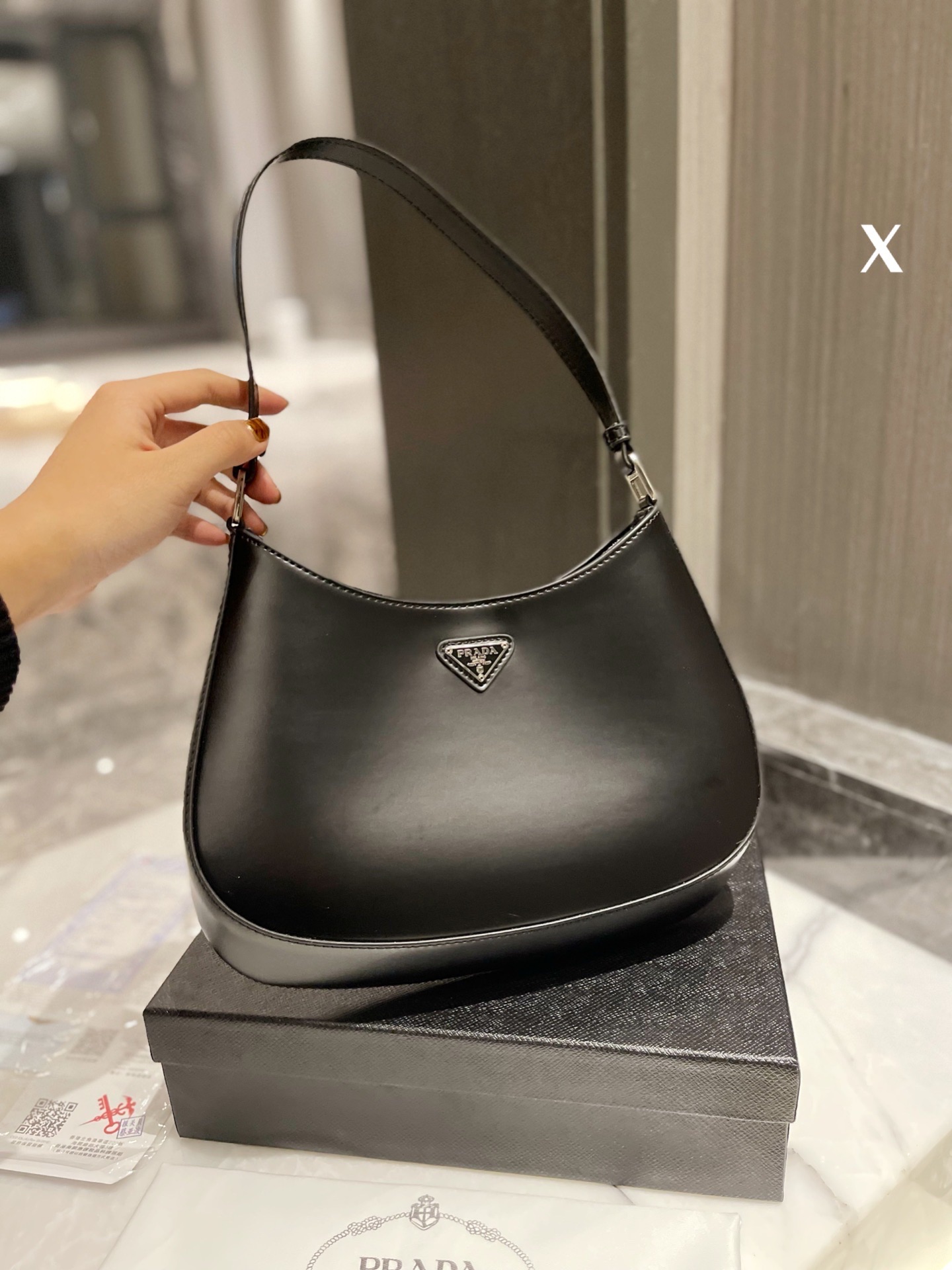 Prada Cleo brushed leather shoulder bag