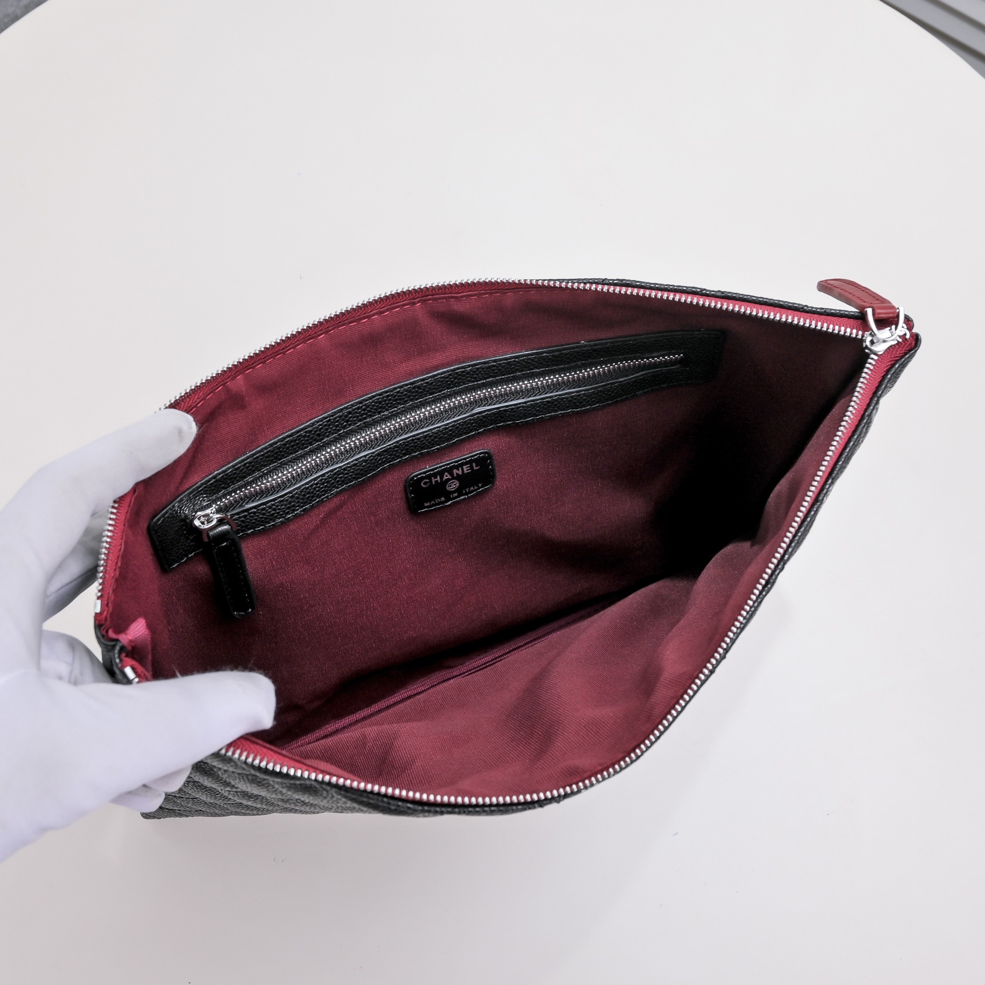 Chanel Cowhide Caviar Lattice Clutch silver buckle Clutch Bag Handbag