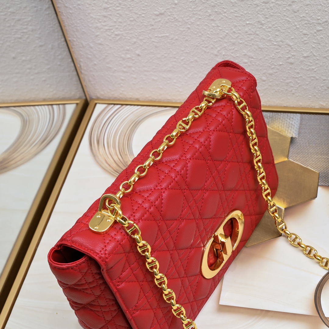 Large Dior Caro Bag Red 9797 XB002 28cm