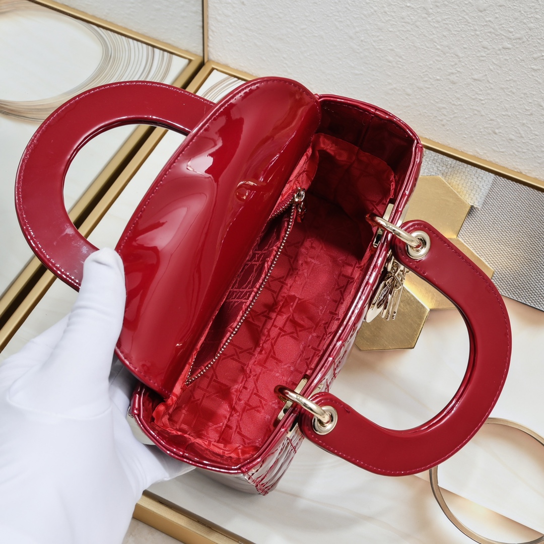 Small Lady Dior My ABCDior Bag Burgundy patent leather CD2026 XB081 20cm