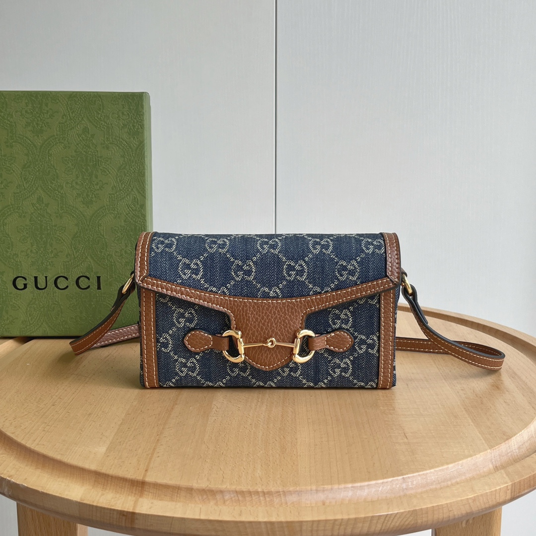 Gucci Horsebit 1955 Canva&Leather Shoulder Bag(Replica)