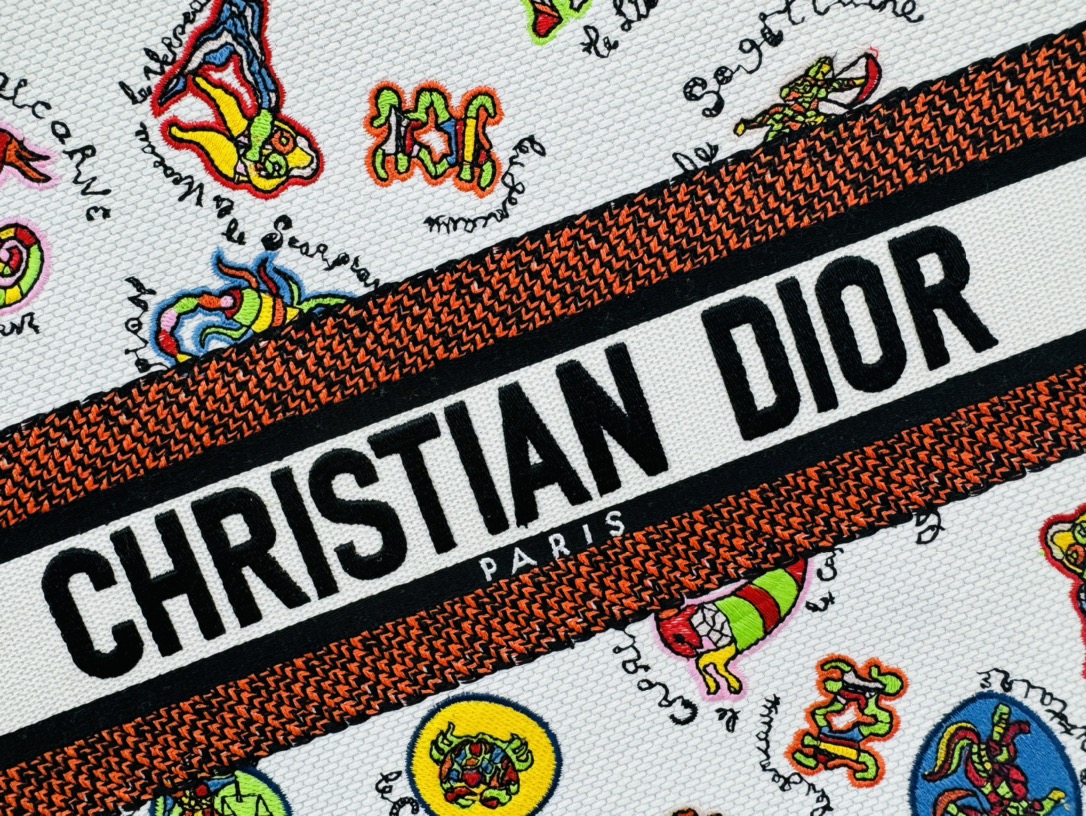 Dior Book Tote Embroider Large Shoulder Bag Handbag