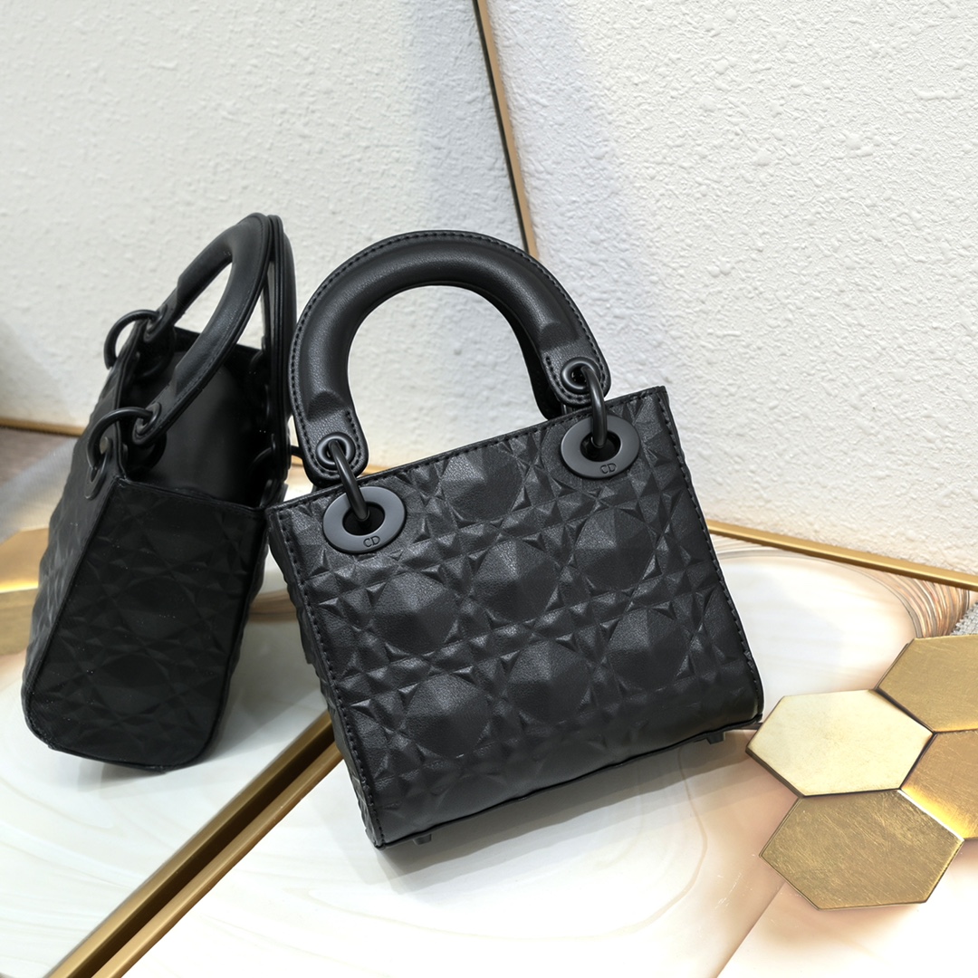 Mini Lady Dior Bag Black Diamond Motif 3002 XB081 17cm