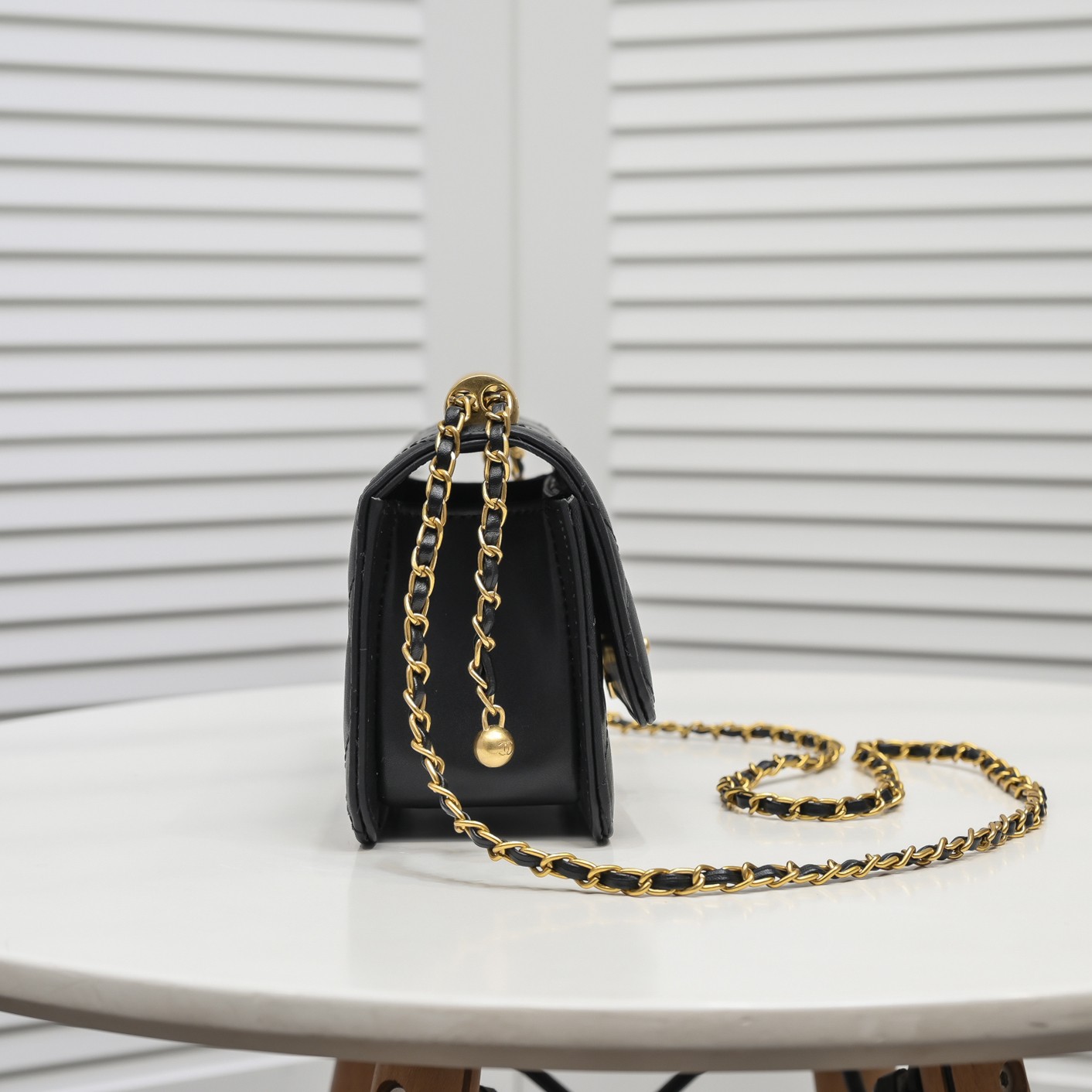 Chanel WOC Double Gold Ball Chain Mini Shoulder Bag Handbag