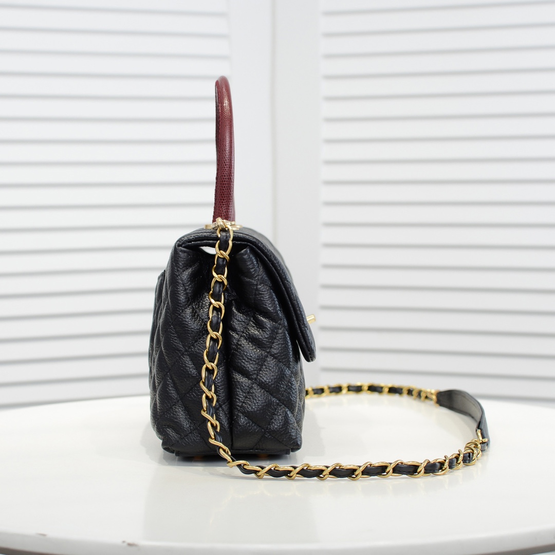 Chanel Stripe Gold Buckle Medium Shoulder Bag Handbag