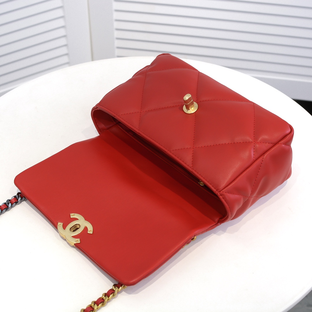 Chanel Lambskin Quilted Small 19 Flap Shoulder Bag Handbag