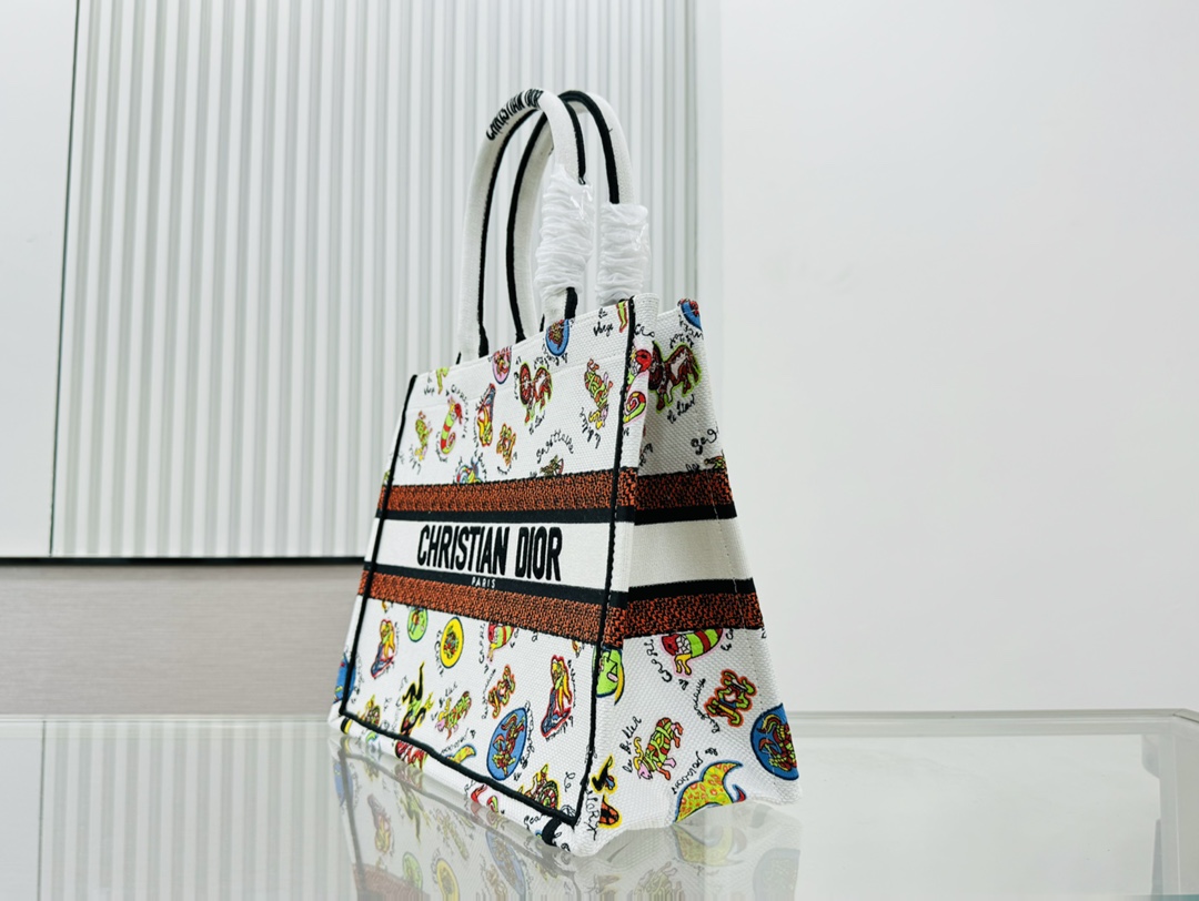 Dior Book Tote Embroider Medium Shoulder Bag Handbag