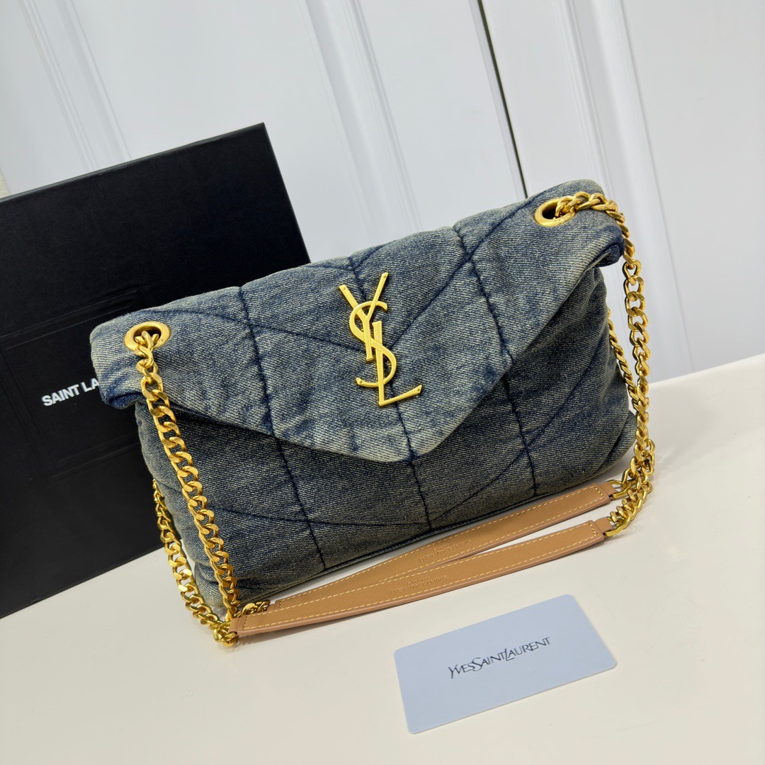 SAINT LAURENT Loulou Puffer Denim Leather Bag(Replica)