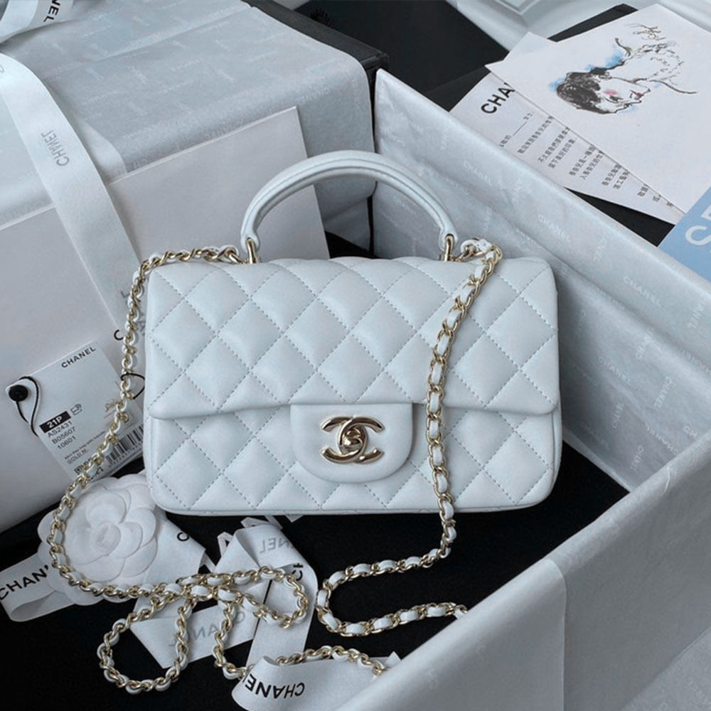 Chanle Lambskin Mini Top Handle CF Shoulder Bag(Replica)