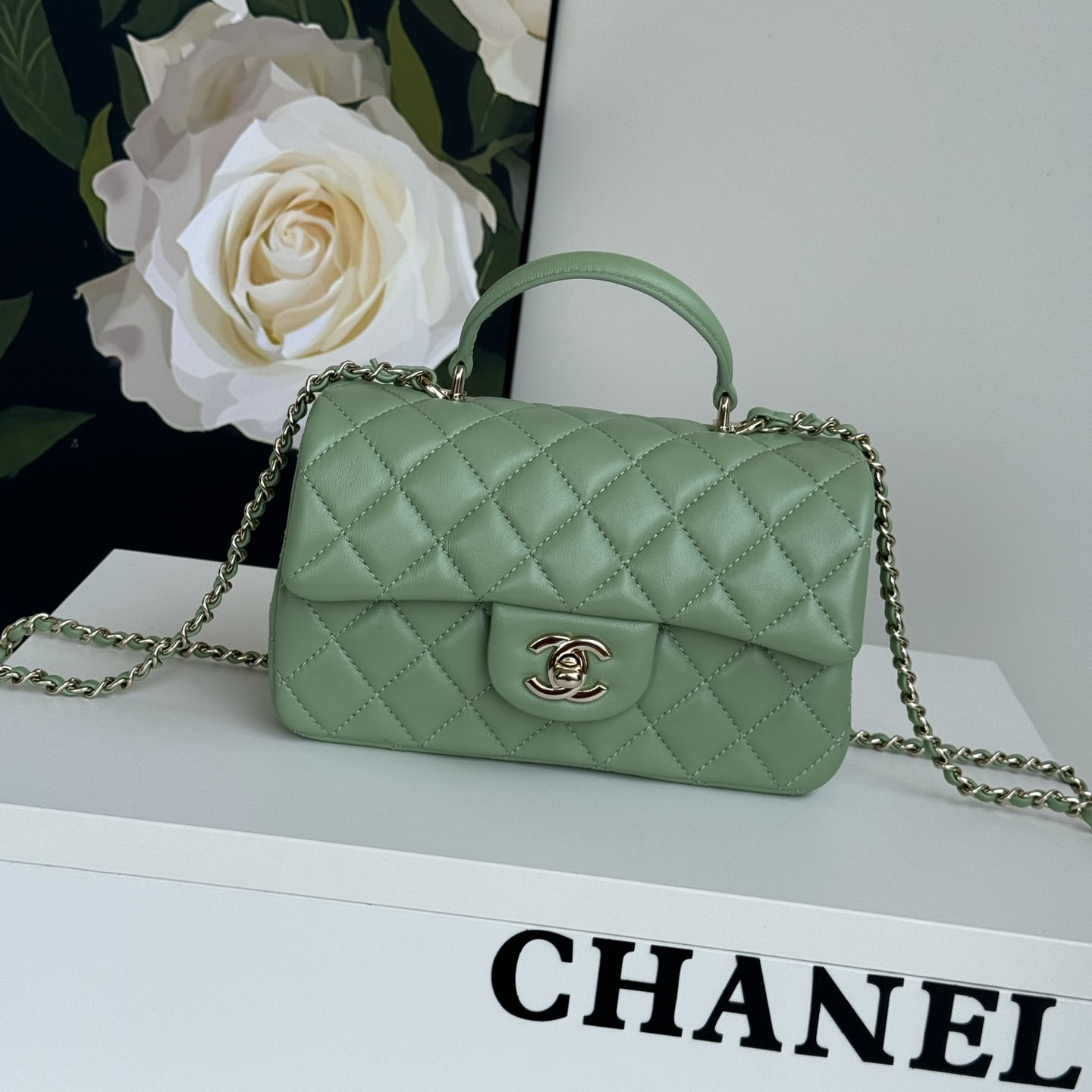 Chanel Classic Mini CF Mirror Version Flap Bag Top Handle Shoulder Bag Handbag 10A