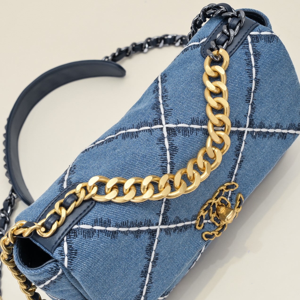 Chanel 22 Bag Classic Denim Blue Shoulder Bag Handbag