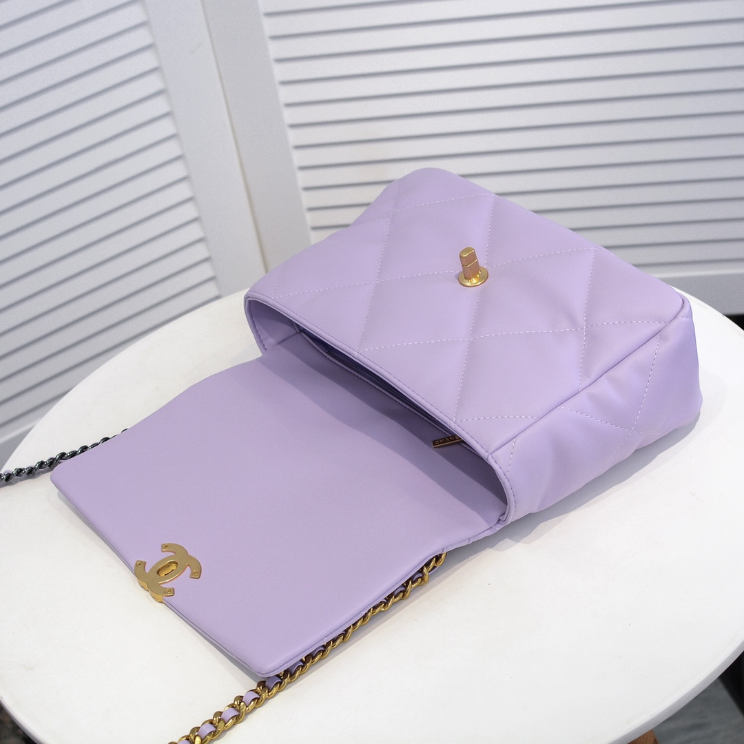 Chanel Lambskin Quilted Medium19 Flap Shoulder Bag Handbag