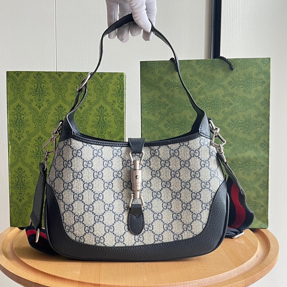 Gucci Jackie 1961 Canvas&Leather Shoulder Bags(Replica)
