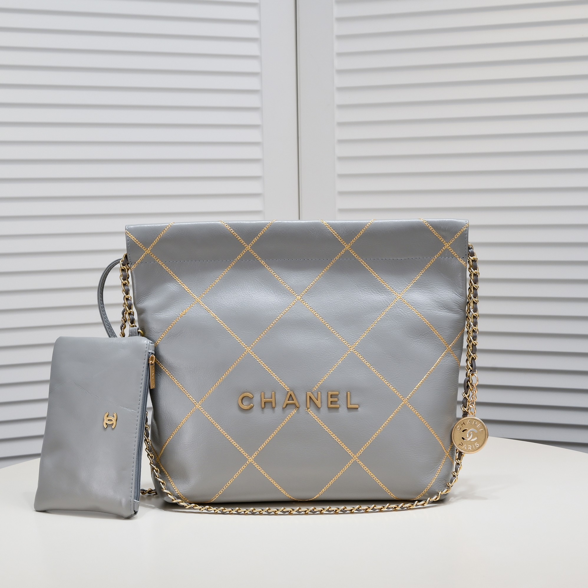 Chanel 22 Bag Pearl Bag Golden Thread Shoulder Bag Handbag