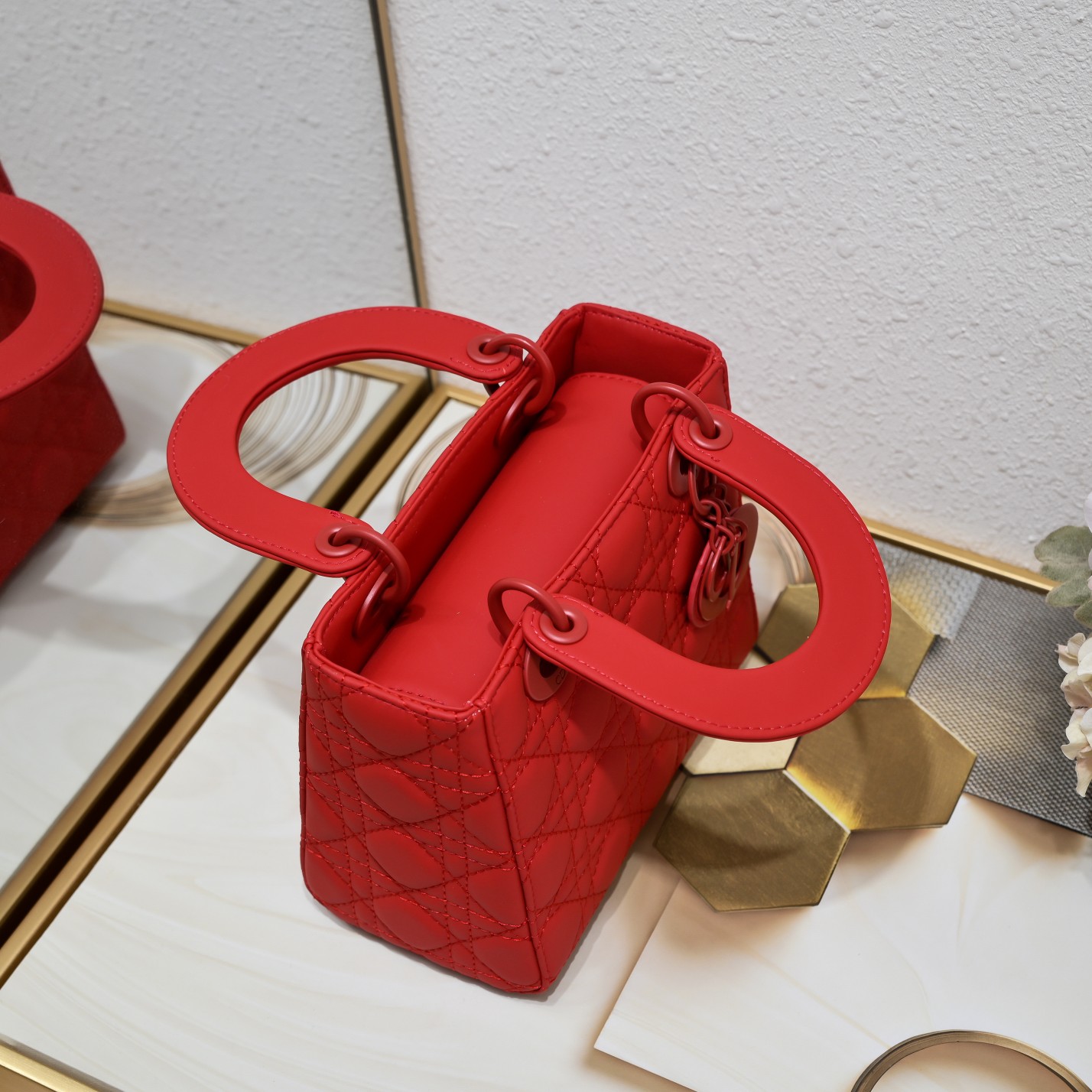 Small Lady Dior My ABCDior Bag Red Matte 2022 LM061 20cm