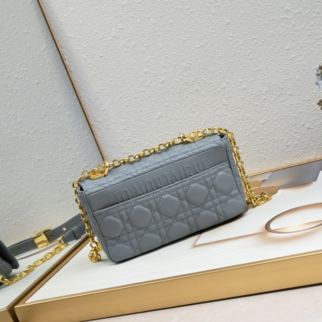 Small Dior Caro Bag Gray 9797 XB091 21cm
