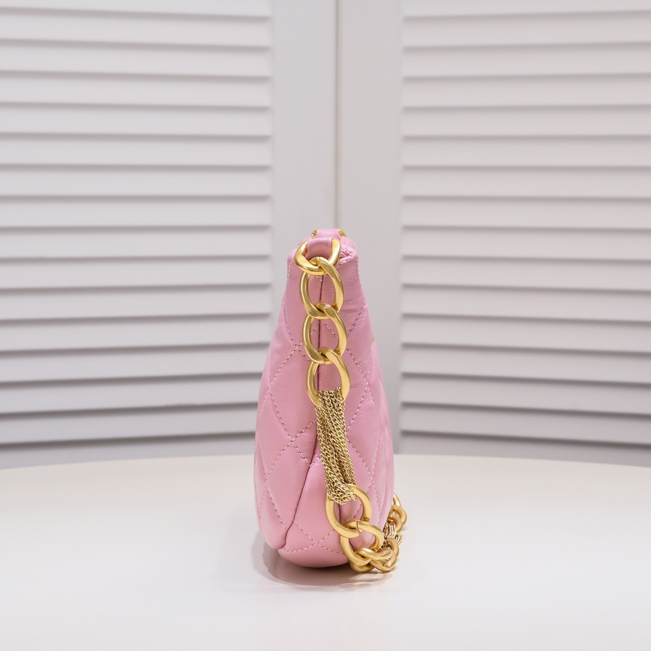 Chanel 23A Fringed Gold Chain Hobo Underarm Shoulder Bag Handbag