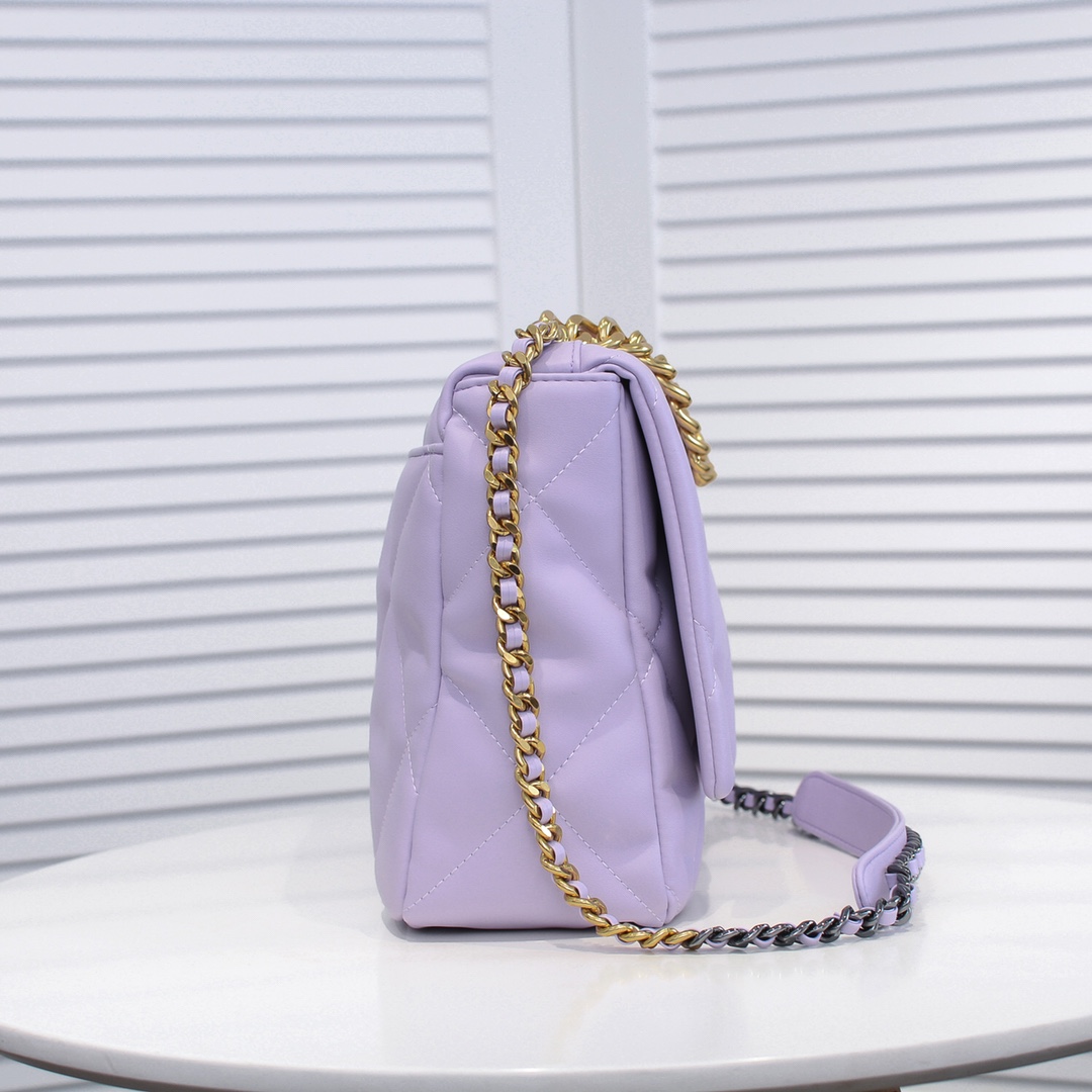 Chanel Lambskin Quilted Large19 Flap Shoulder Bag Handbag