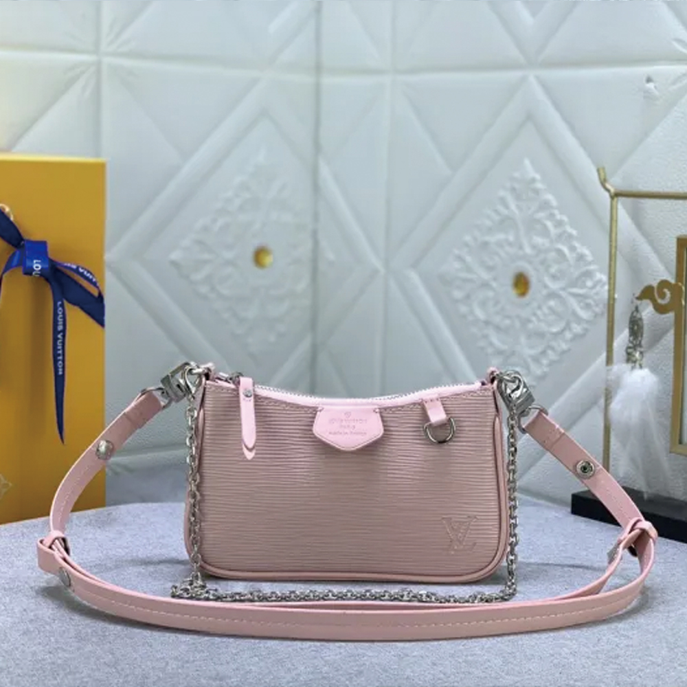 LV Easy Pouch On Strap Pink water ripples M80349 MQ051 19cm