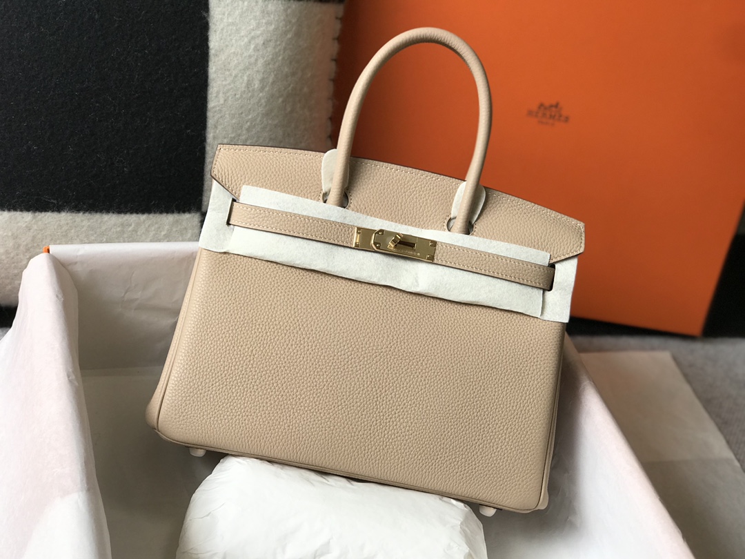 Hermes Birkin 30CM 35CM Togo Leather Windbreaker Grey With Gold