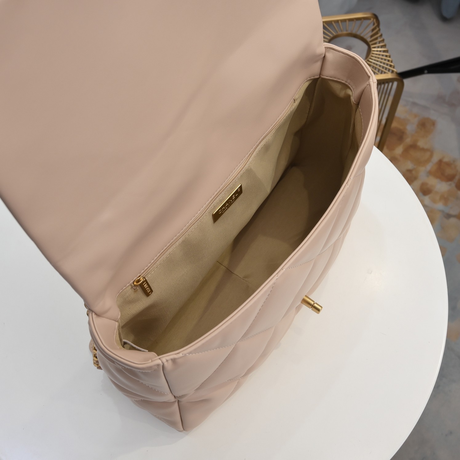 Chanel Lambskin Quilted Large19 Flap Shoulder Bag Handbag