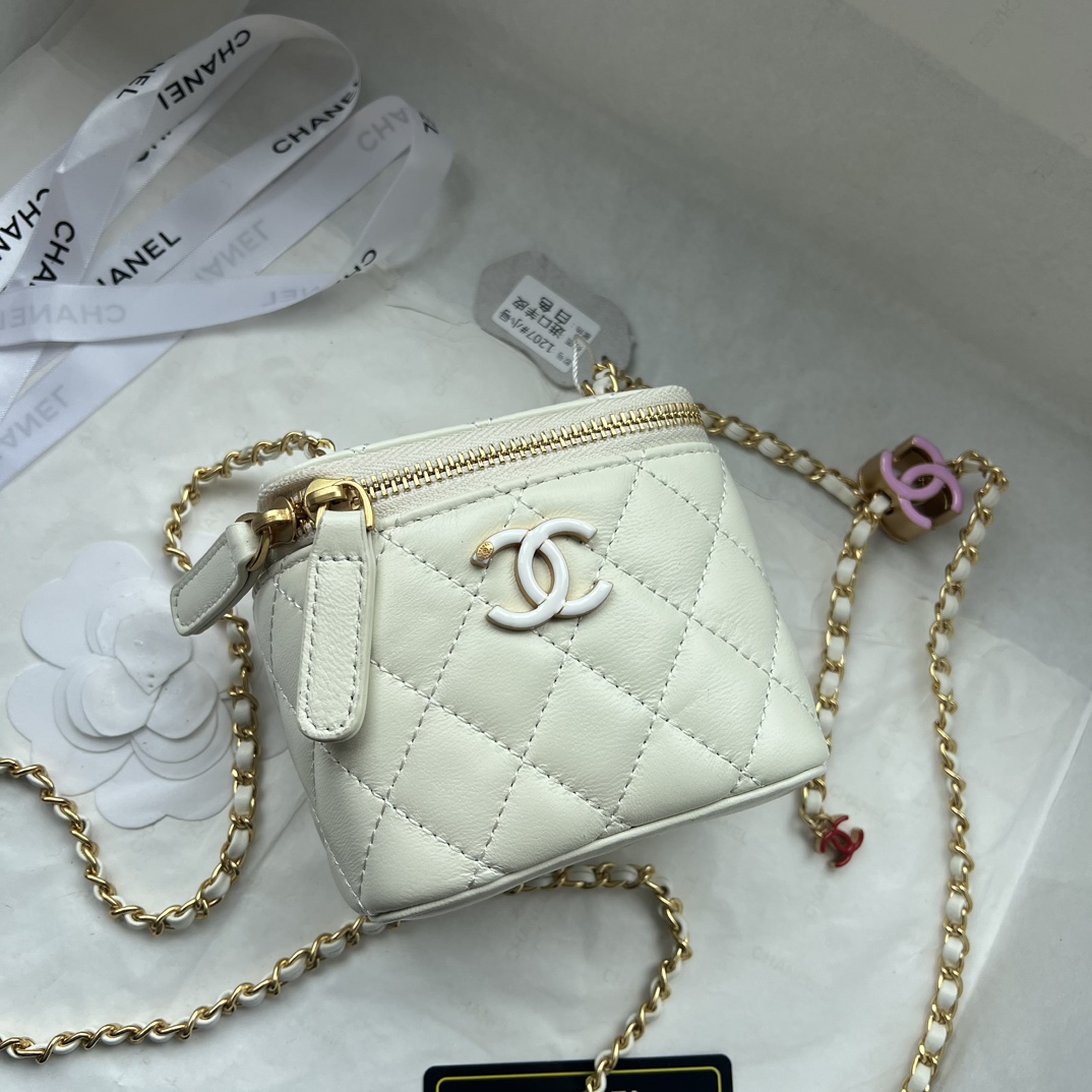 Chanel Double C Enamel Buckle Compact Cosmetic Bag