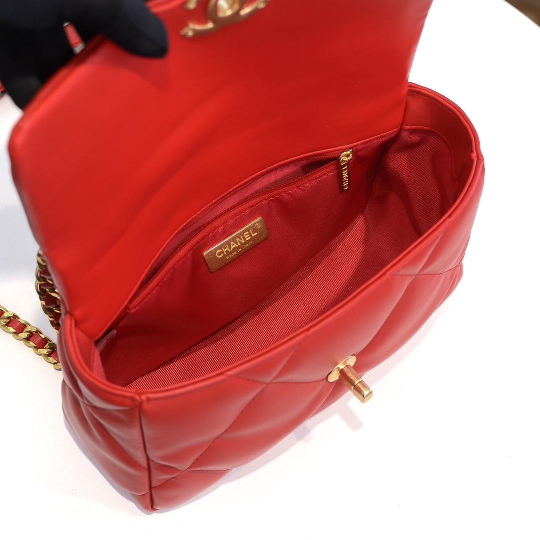 Chanel Lambskin Quilted Small 19 Flap Shoulder Bag Handbag