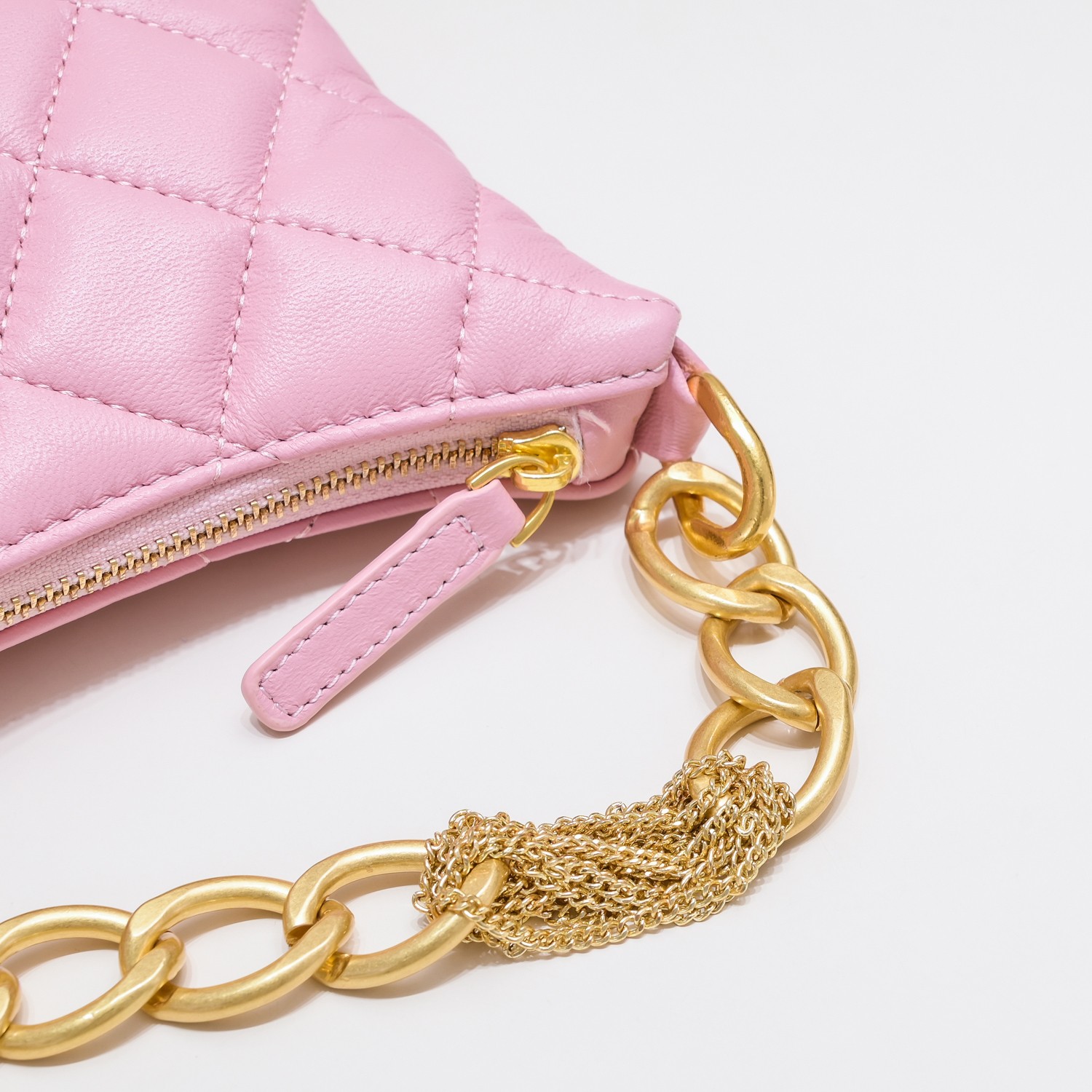 Chanel 23A Fringed Gold Chain Hobo Underarm Shoulder Bag Handbag