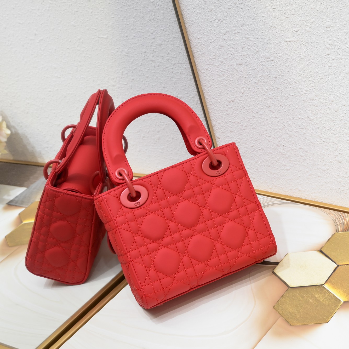 Mini Lady Dior Bag Red Matte 2022 LM051 17cm