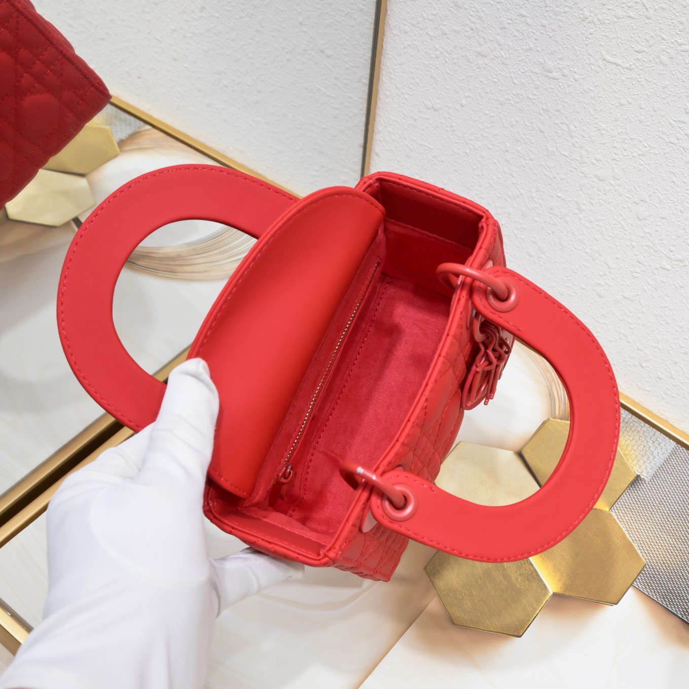 Mini Lady Dior Bag Red Matte 2022 LM051 17cm