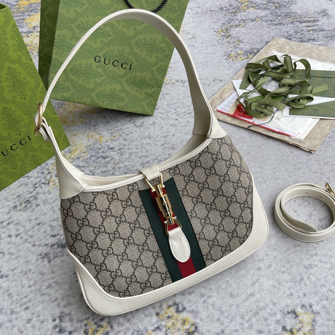 Gucci Jackie 1961 Canvas&Leather Shoulder Bags(Replica)
