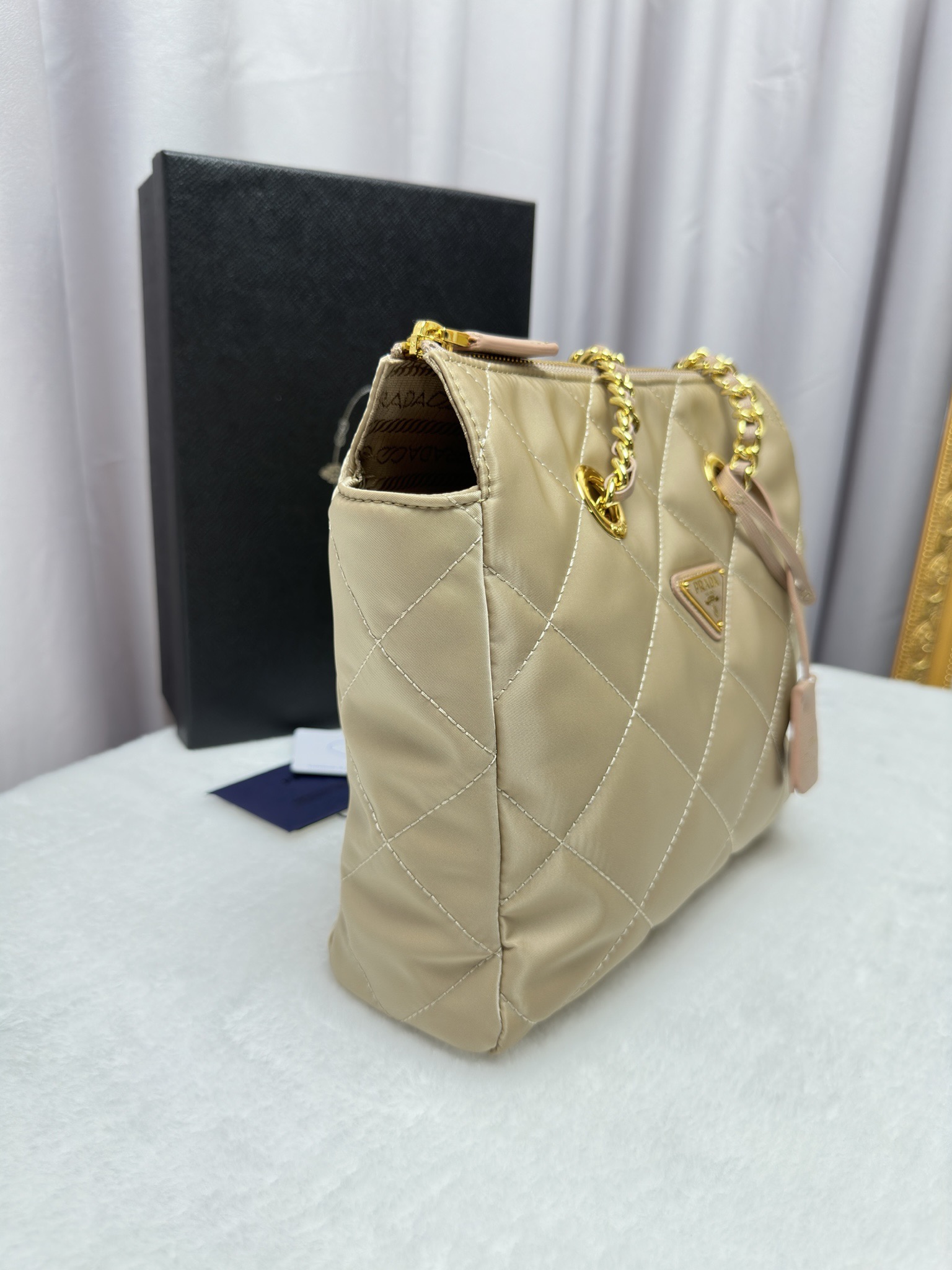 Prada Re-Nylon Tote Apricot 1BG468 22PJ051 25cm