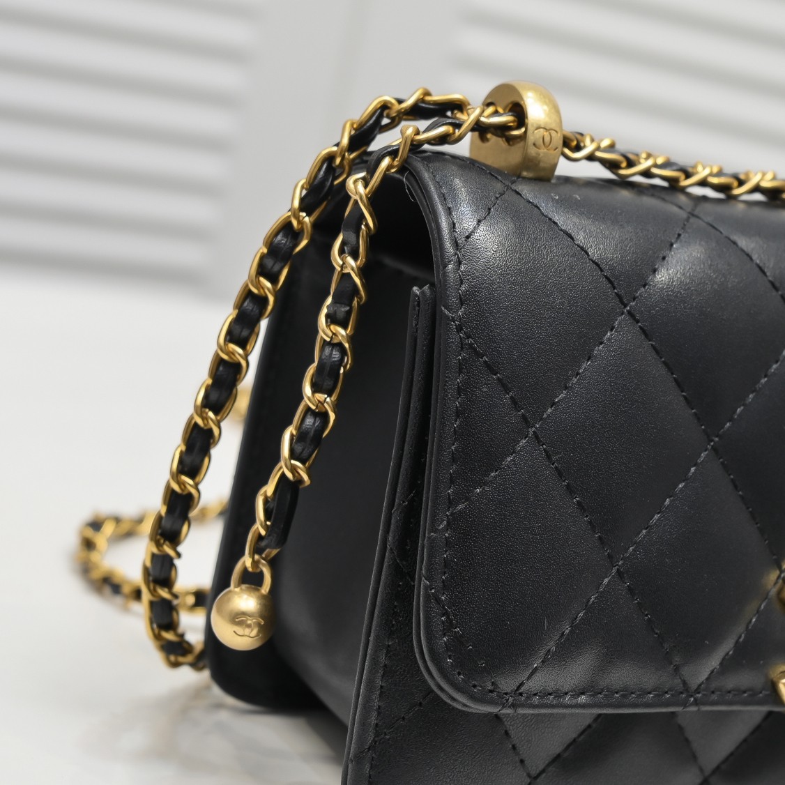Chanel WOC Double Gold Ball Chain Mini Shoulder Bag Handbag