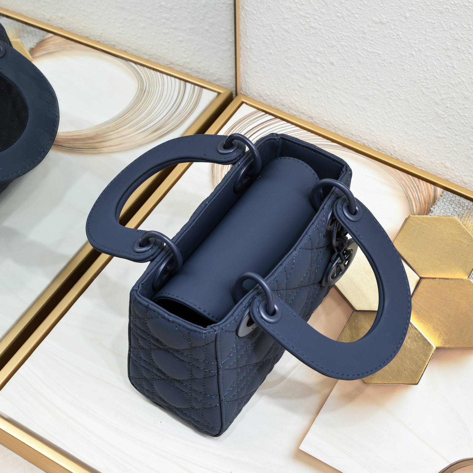 Mini Lady Dior Bag Blue Matte 2022 LM051 17cm