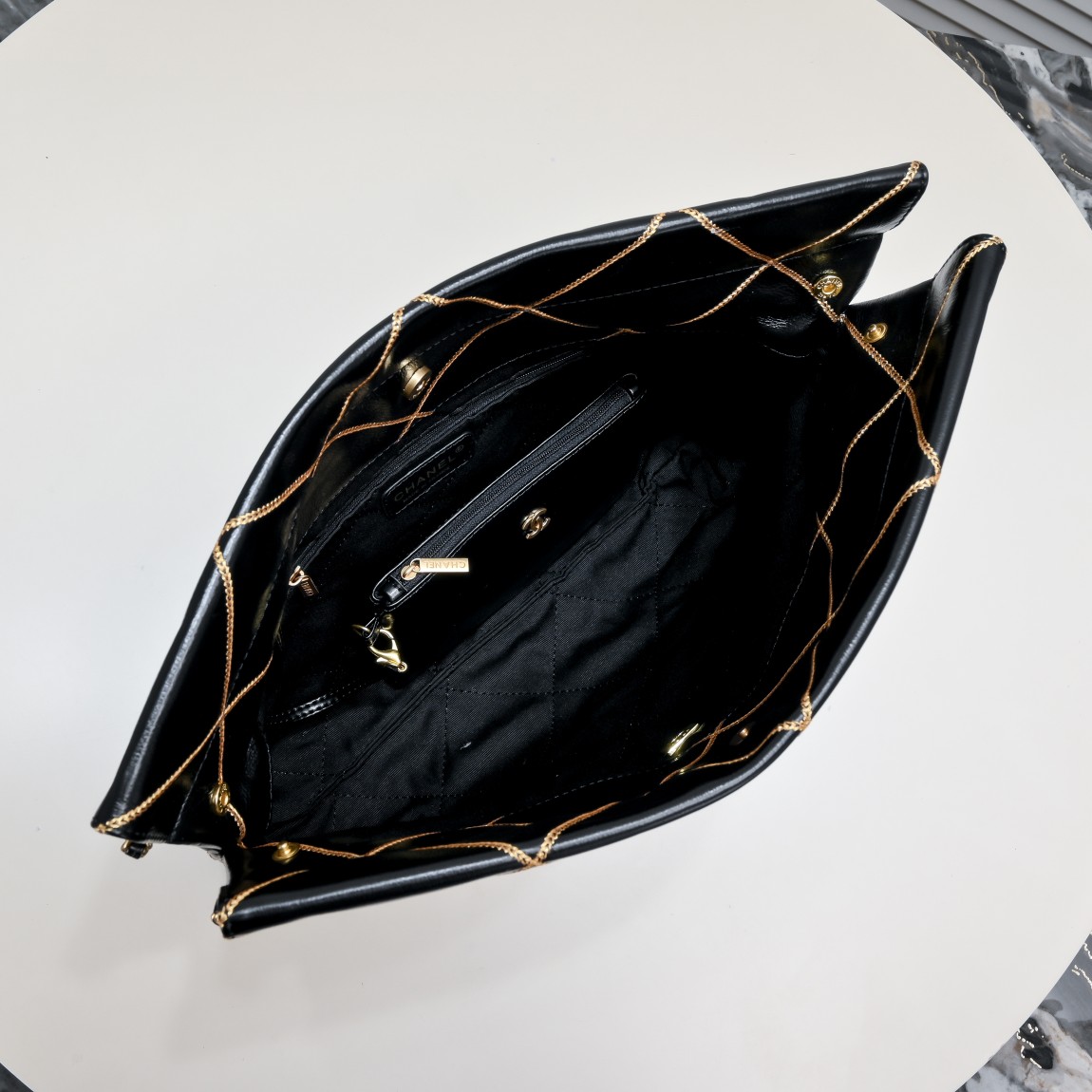 Chanel 22 Bag Pearl Bag Golden Thread Large Shoulder Bag Handbag