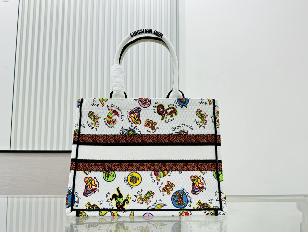 Dior Book Tote Embroider Medium Shoulder Bag Handbag