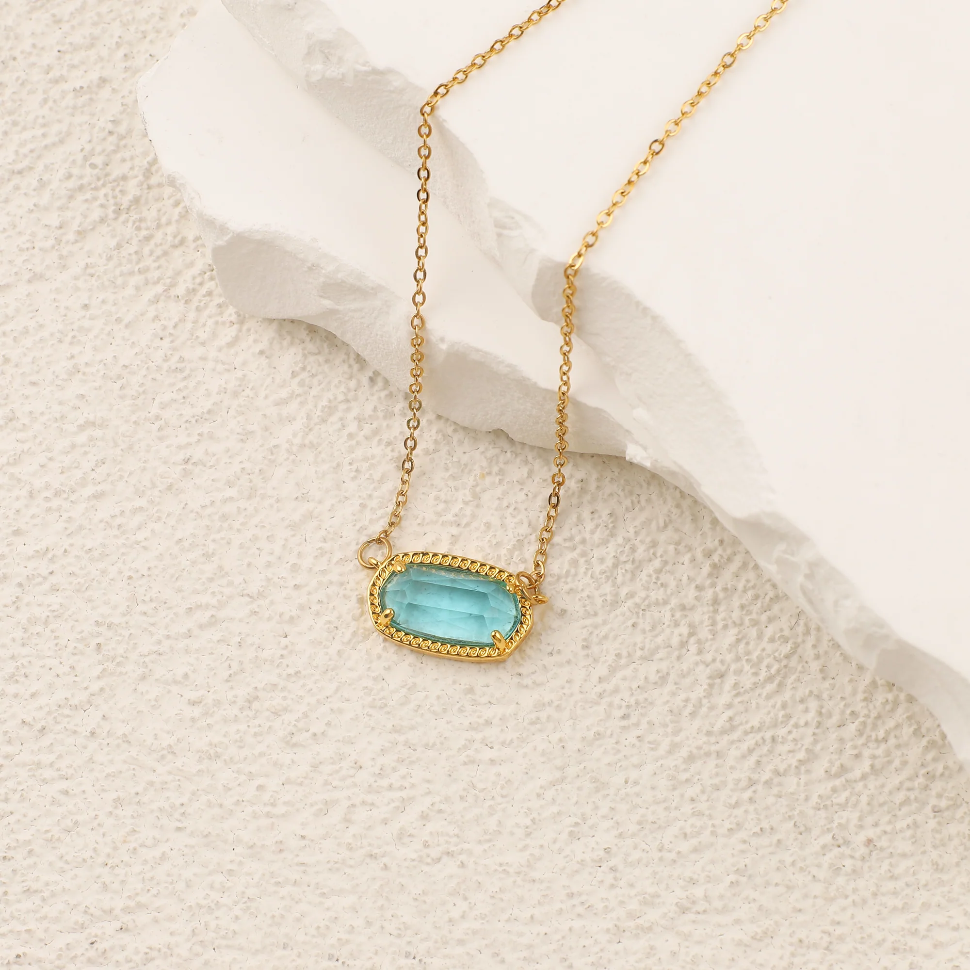 Oval Birthstone Pendant Necklace