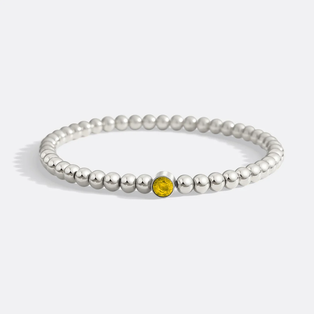 Gold Beaded Bubble Birthstone Bracelet