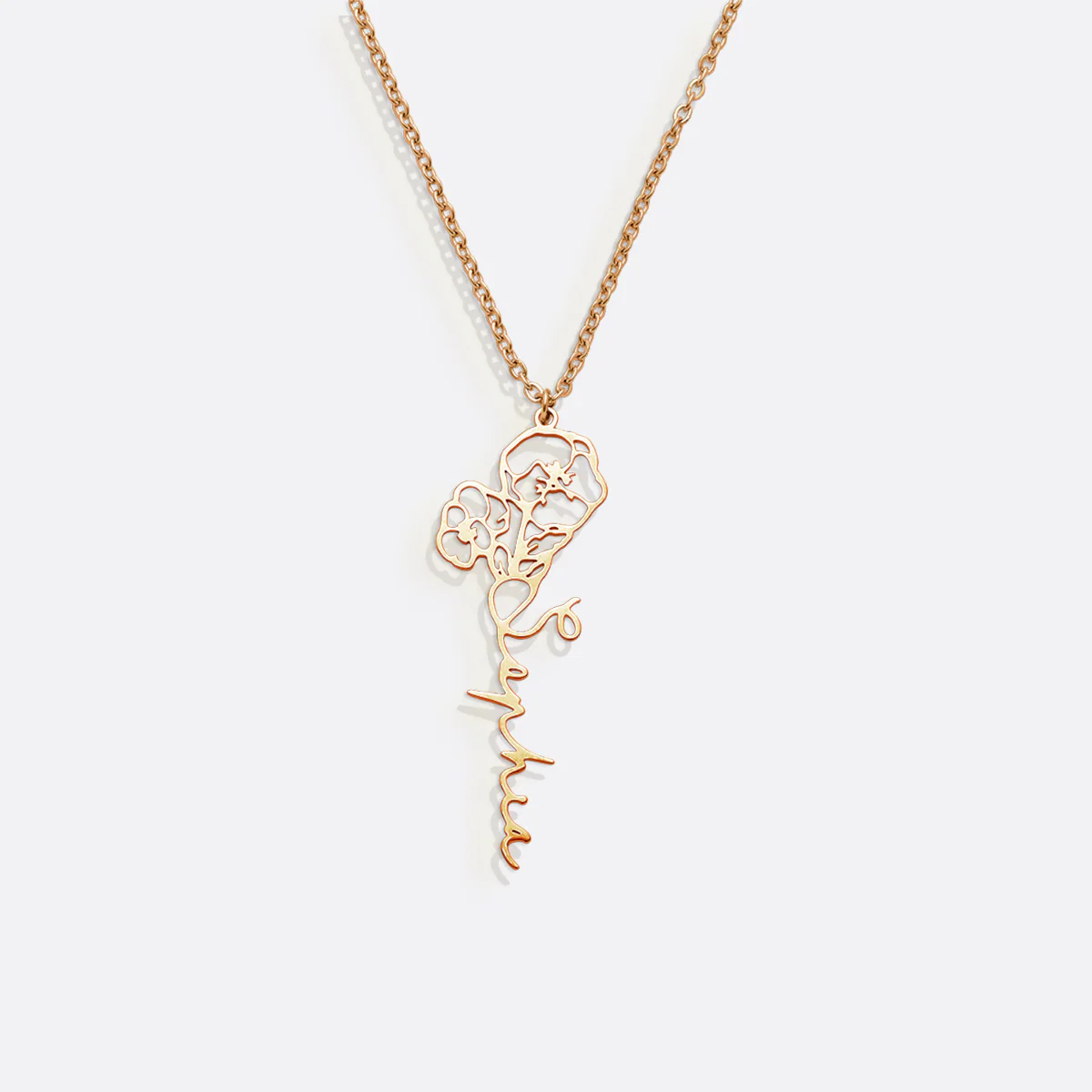 Birth Flower Name Necklace
