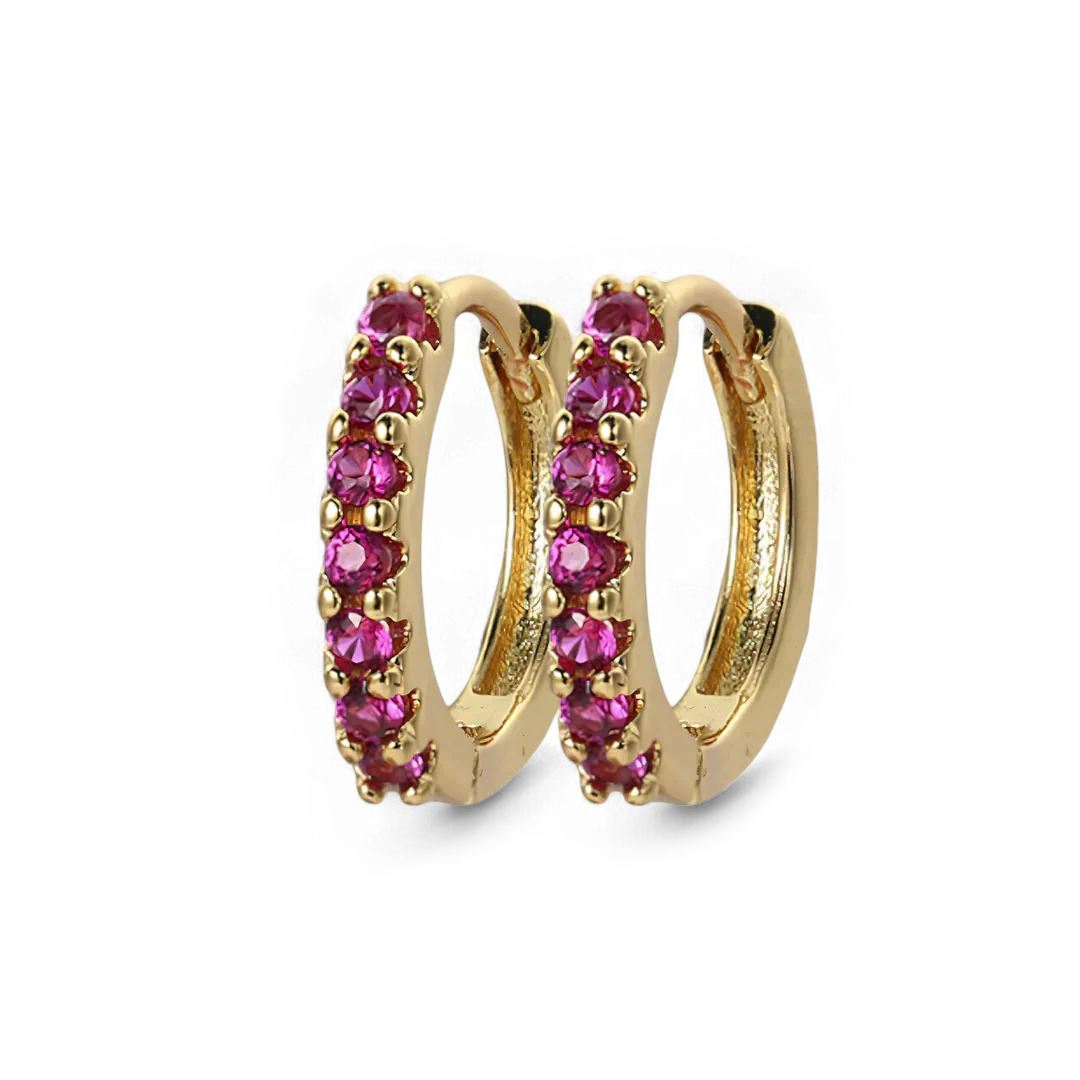 Gemstone Sleeper Huggie Hoop Earrings