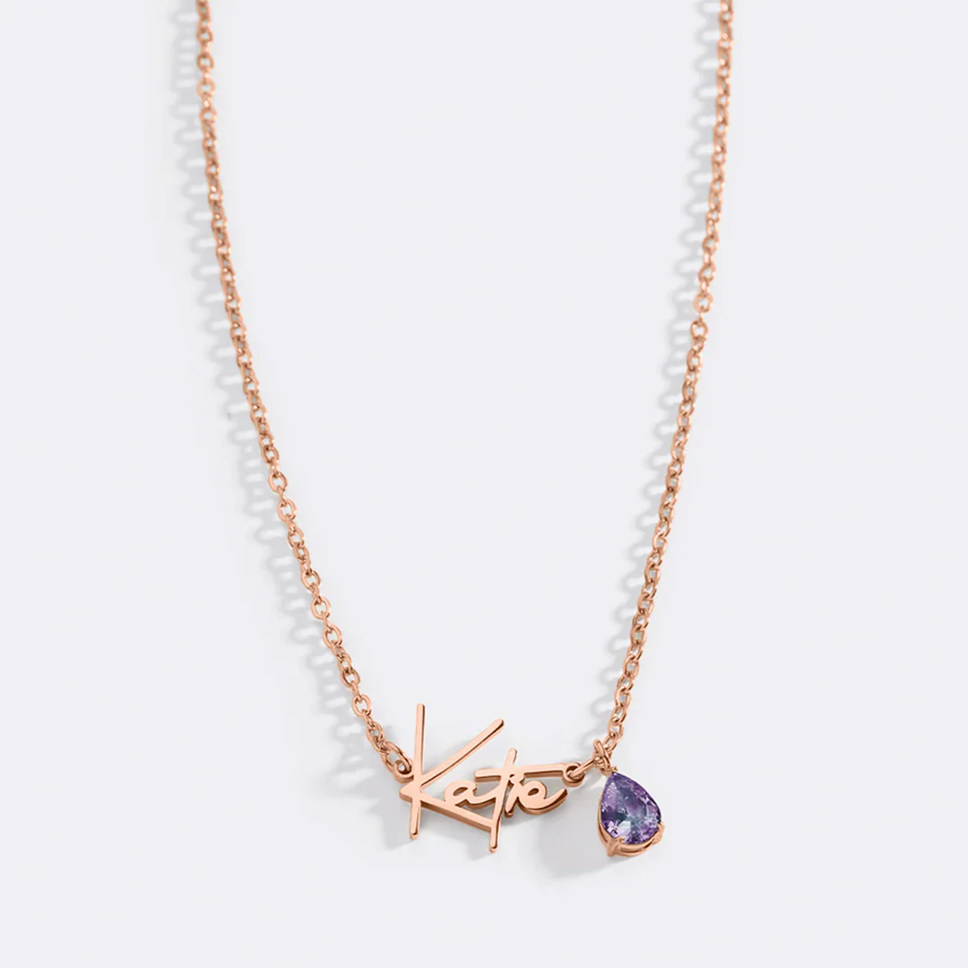 Handmade Birthstone Name Necklace