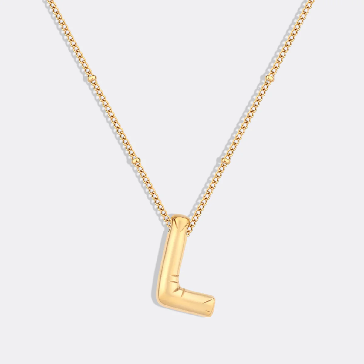 Balloon Initial Necklace with Satellite Chain