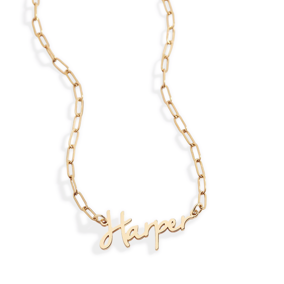 Fairy Name Necklace with Paperclip Chain