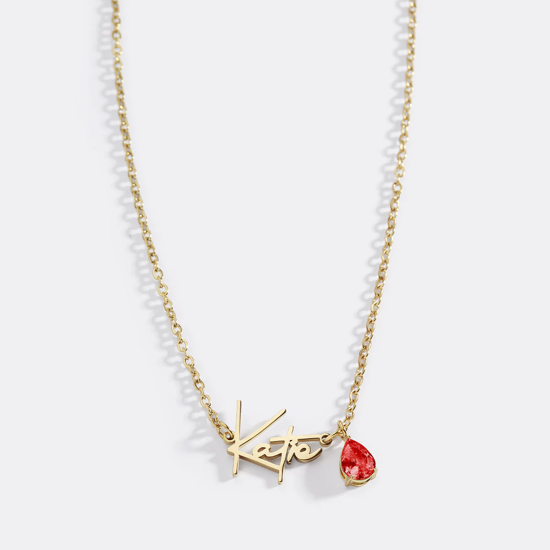 Handmade Birthstone Name Necklace