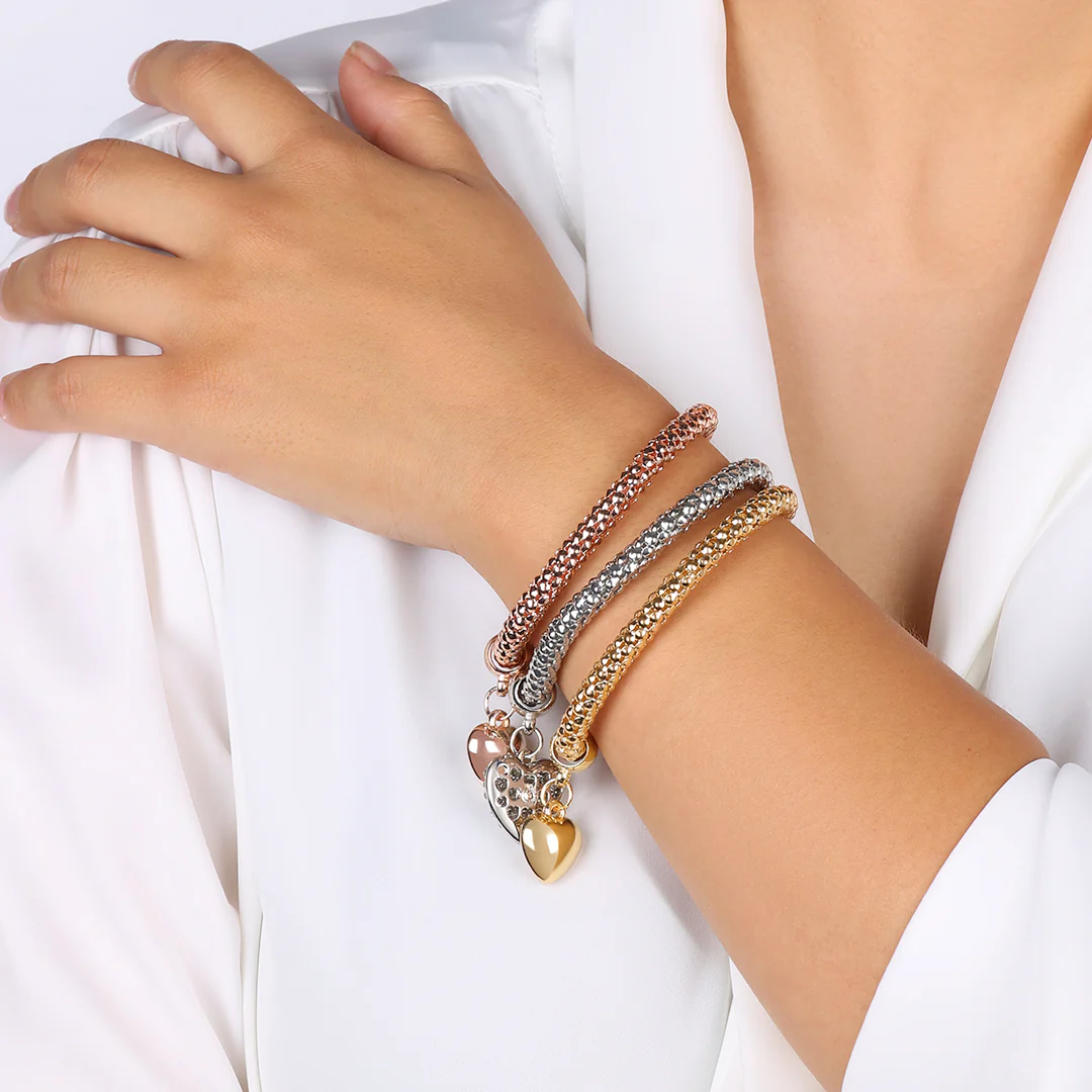 Solid Hearts Metal Bracelet